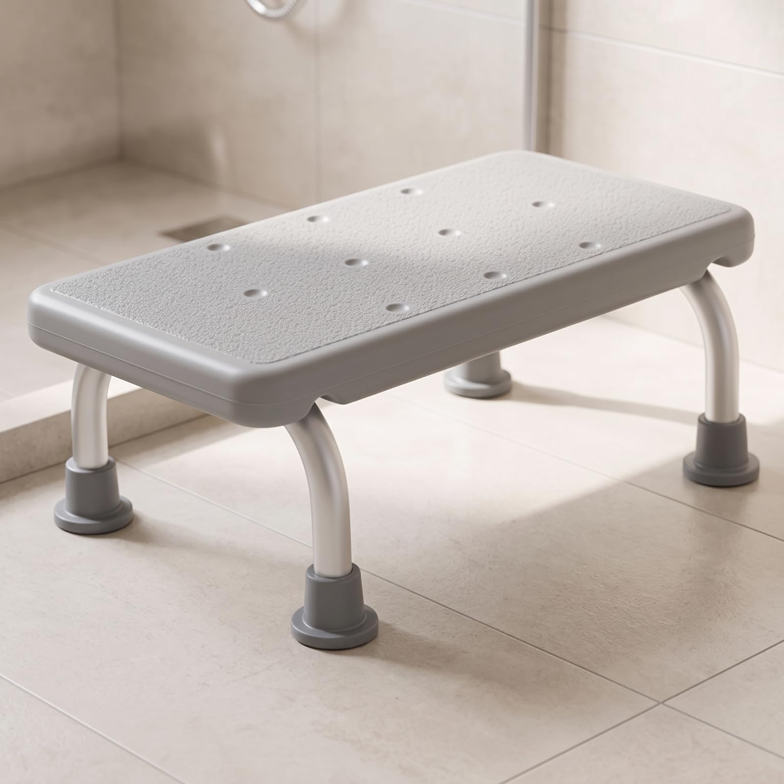 Taburete Ducha Antislizante | Asiento Ducha con Agujeros Drenaje, Compacto, Silla Baño, Negro