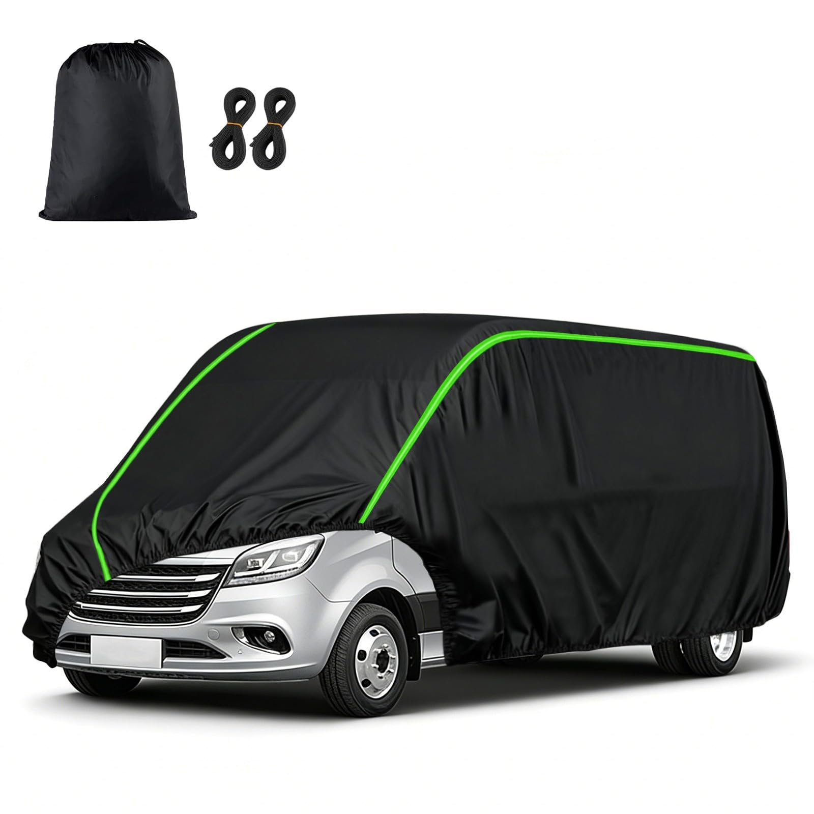 Telo Copriauto Impermeabile per Fiat Ducato L3H3 2023-2025, Anti UV Antipolvere Impermeabile Copertura Antigraffio per Estivo e Invernale(Nero)