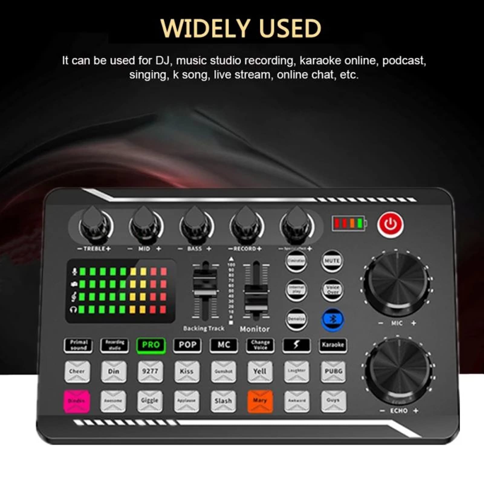 Mezclador de DJ Mezclador de audio portátil Tarjeta de sonido Micrófono Mezclador de sonido Tarjeta de sonido Consola de mezcla de audio Amplificador Mezclador de música en vivo Amplificador Equipo de