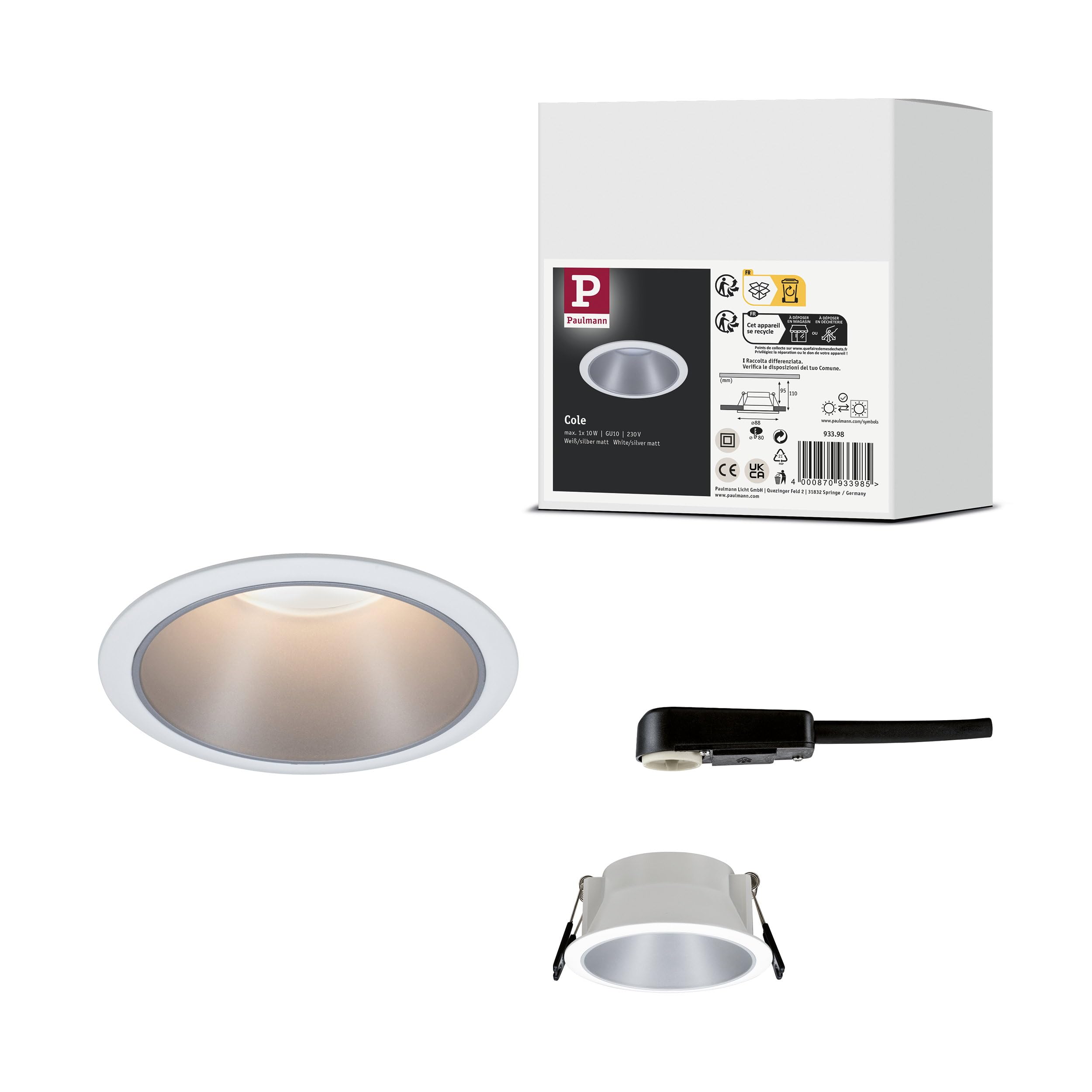 Paulmann Cole LED Recessed Light GU10 10W White Matt/Silver