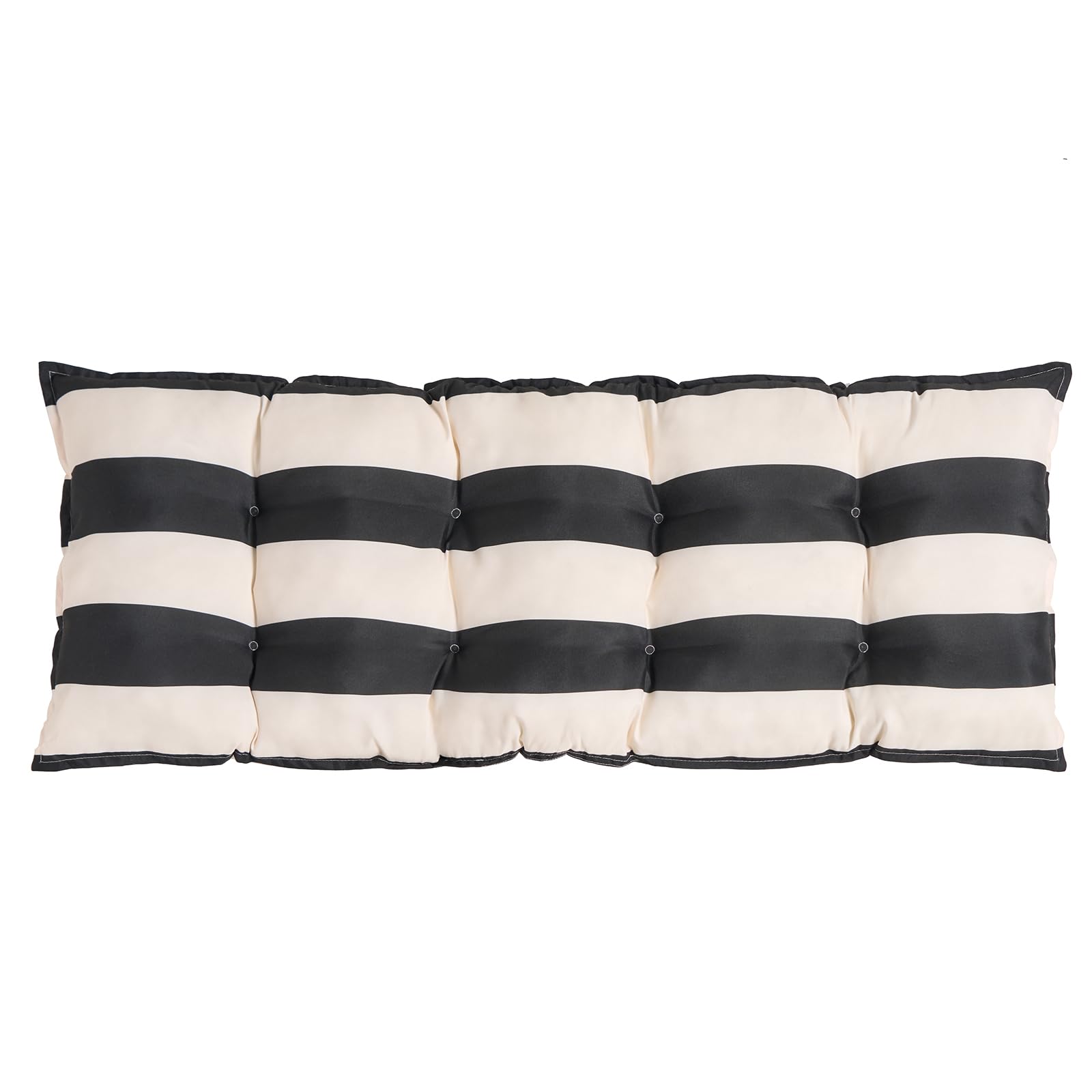Ohs Black/ Cream Stripe Bench Cushion Stripe, 2 Seater Garden Bench Cushion Seat Pad For Patio Kitchen Garden Furniture Cushions Soft Waterproof Comfy Dining Bench Indoor Outdoor Cushions, Monochrome