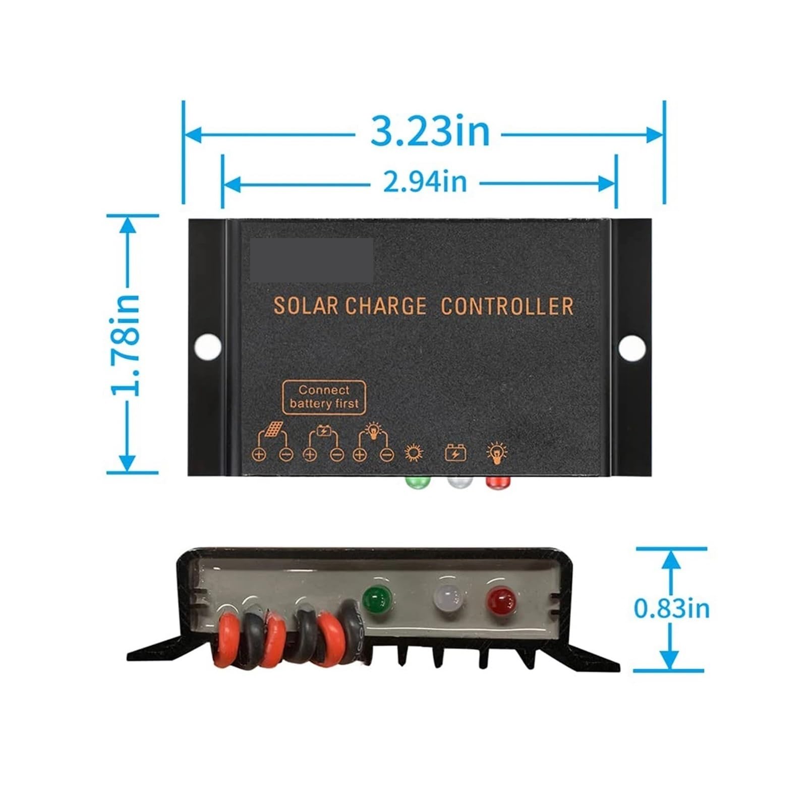 Kontroler ładowania słonecznego, 5A 6V/12V I 10A 12V/24V Regulator Ładowania Słonecznego Wodoodporny IP68 Praca Przez 24 Godziny Z Panelową Baterią Słoneczną(5A 6V 12V)