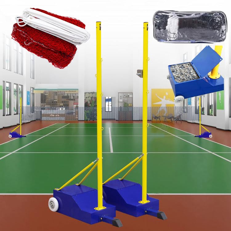Filet de volleyball portable avec poteaux ajustables et embase lestée haute stabilité
