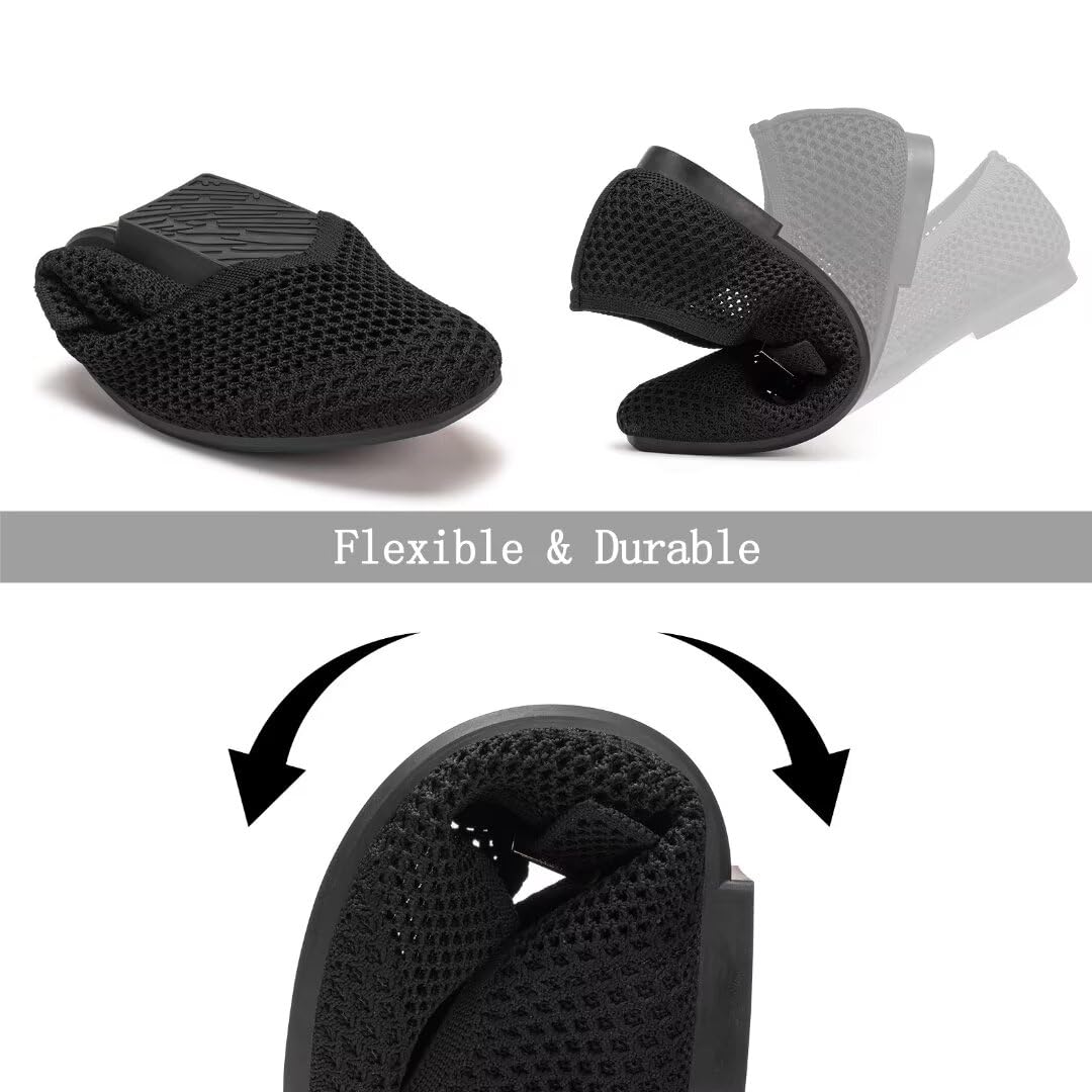 Frank Mully Damen-Freizeitschuhe mit Flacher Sohle quadratische Zehenpartie gestricktes Netzgewebe Flache Komfortschuhe für die Arbeit