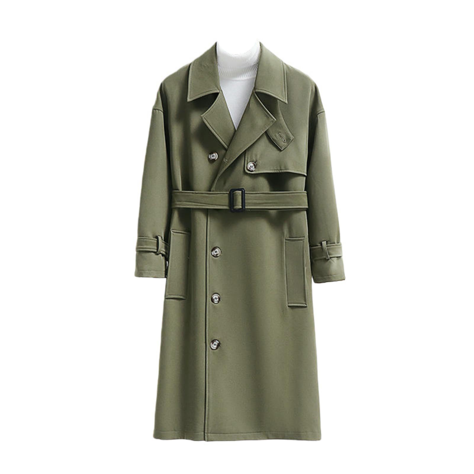 Trench ample homme ajustage ceinture longue manteau imperméable
