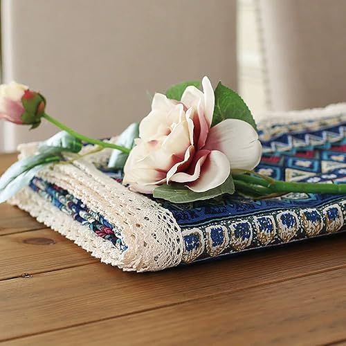 Miniatura 8 de Mantel de algodón con diseño de girasoles antiguos y florales, de algodón duradero con encaje, bordado, lavable, mantel para cena, picnic