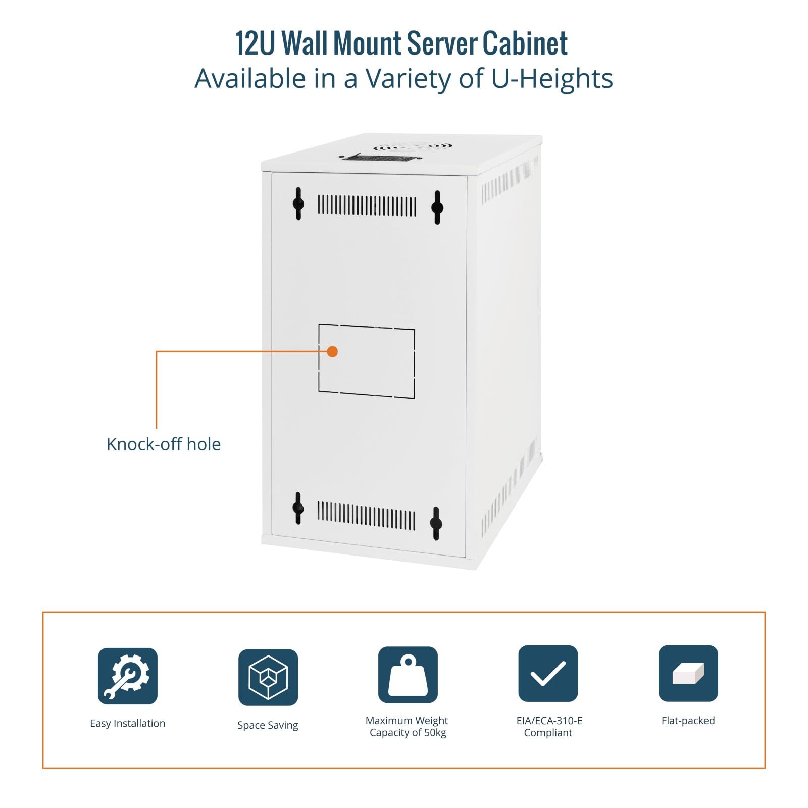 Tecmojo Szafka sieciowa do montażu na ścianie, 330 mm, z półką na szczotki, organizer do kabli 10-calowych AV/IT/NAS, nośność 50 kg (biała, 12U biała)
