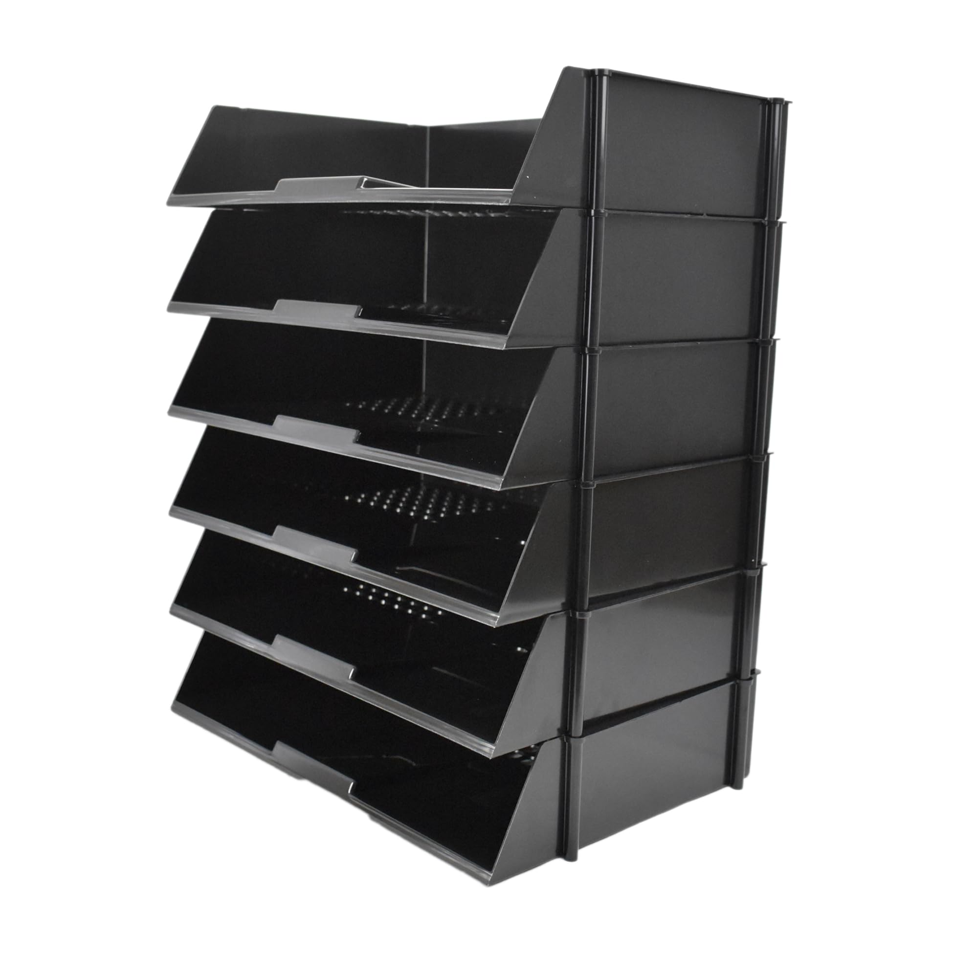 Deflecto A4 Pk of 6 x Essential Wide Letter Tray Classic Black, A4 paper tray organiser, letter organiser storage, desk trays - CP028YTBLKX6 - Pk of 6