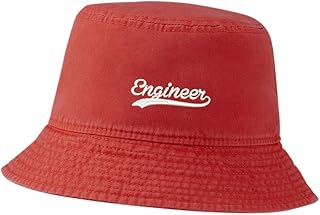 Bucket Hat for Men Women Engineer Embroidered Washed Cotton Unisex Bucket Hats (Red,7 1/2)