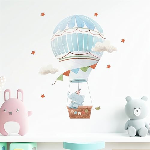 Calcomanías de pared con diseño de elefante y estrellas para bebé, diseño de animales de dibujos animados de sacinora y animales extraíbles,