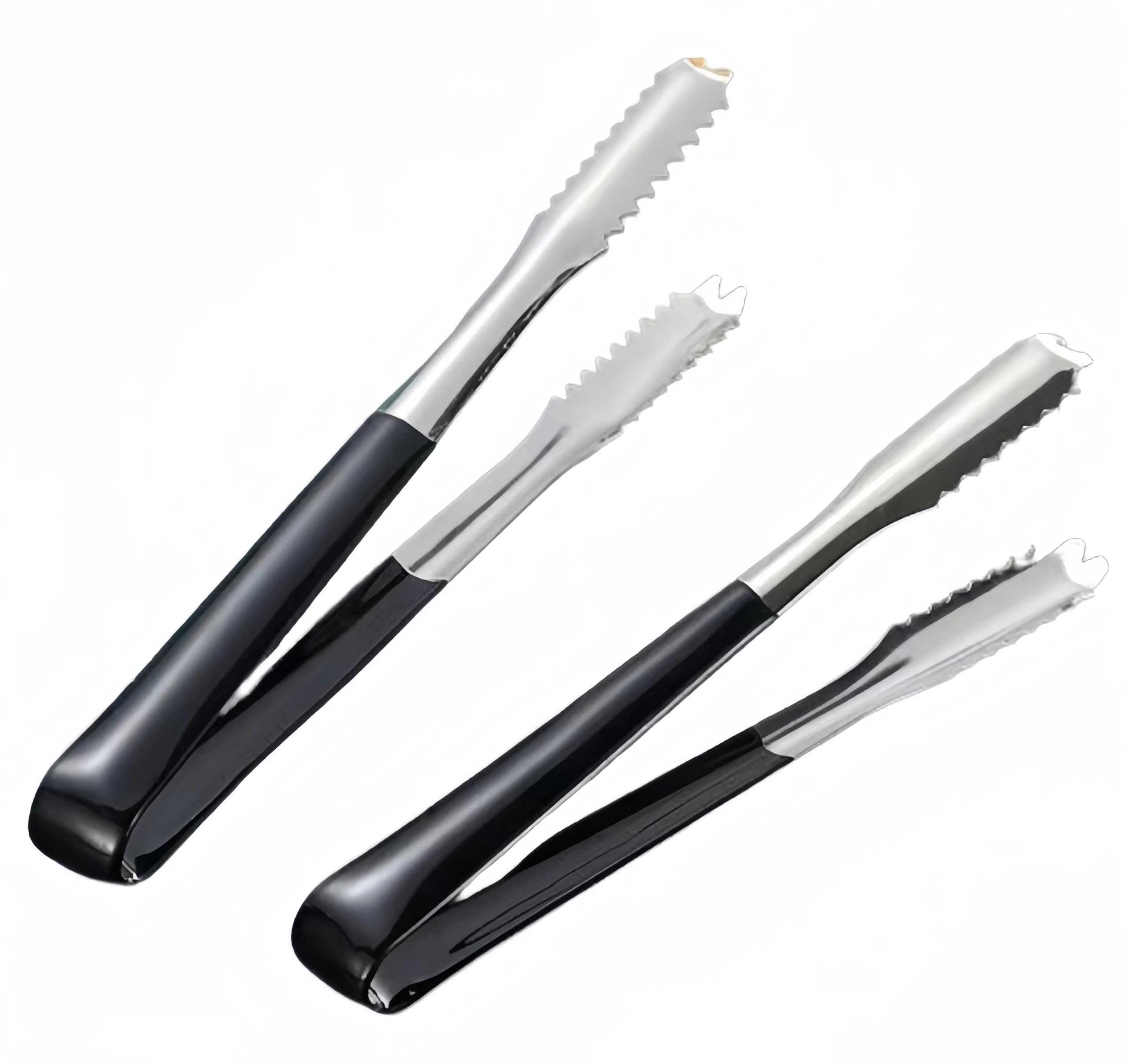 Photo 1 of ?2 Pack Stainless Steel Ice Tongs, 6 Inch Small Tongs With Black Silicone Handles Metal Tongs - Ideal for Ice Cubes, Fruits, Ice Buckets, Sugar Cubes, Home Kitchen Use Small Serving Tongs