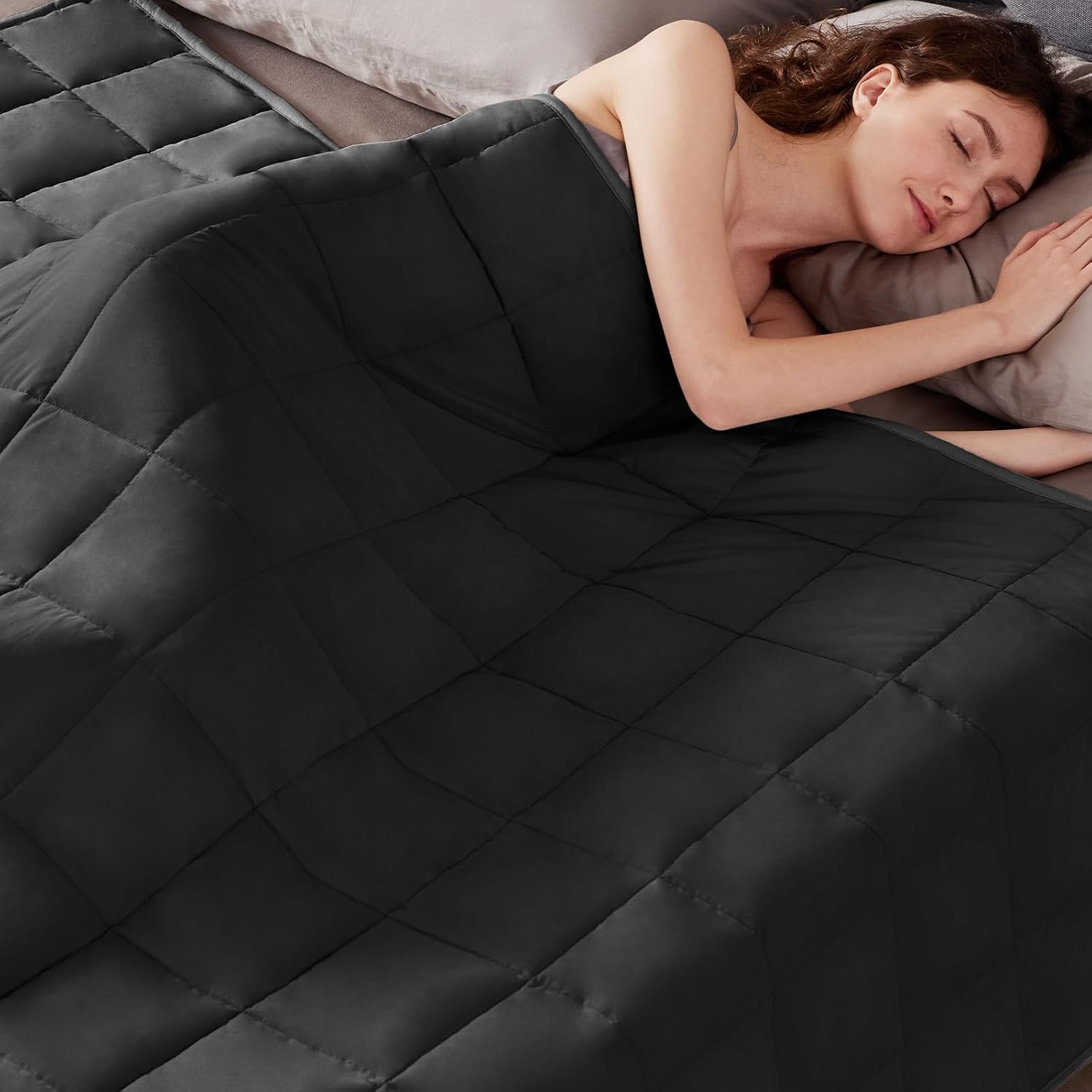 Weighted Blanket Queen/King Size (80″x87″ 20lbs),Ultra Soft and Cozy Cooling Weighted Blanket for Adult,Heavy Blanket with Machine Washable Soft Blanket, Black