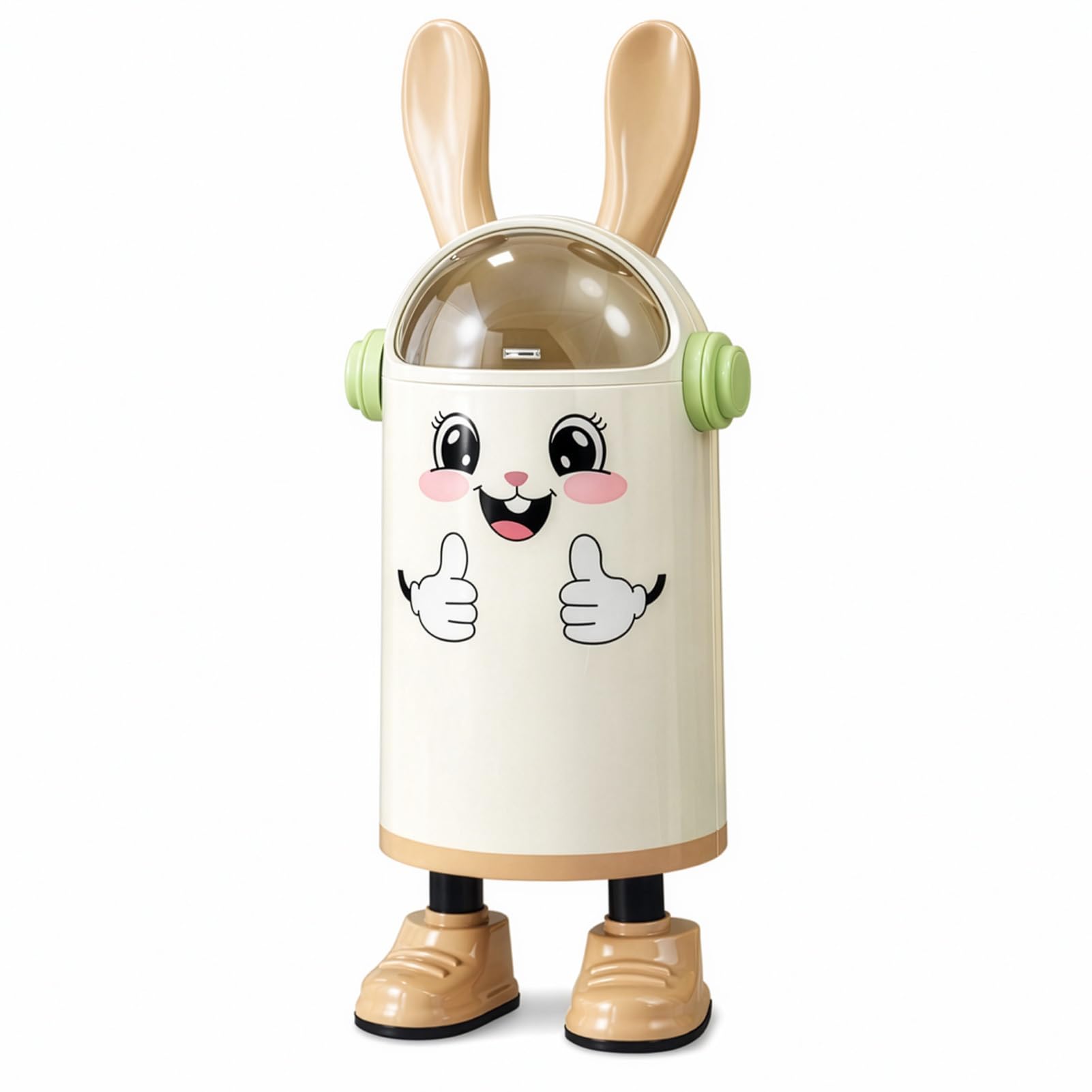 M.J COMFY-LIFE Cute Rabbit Creative Trash Can with Lid, Odor-Sealed Small Garbage Bin for Kitchen, Bathroom, Living Room, Bedroom & Office, Compact Space-Saving Design (Brown)