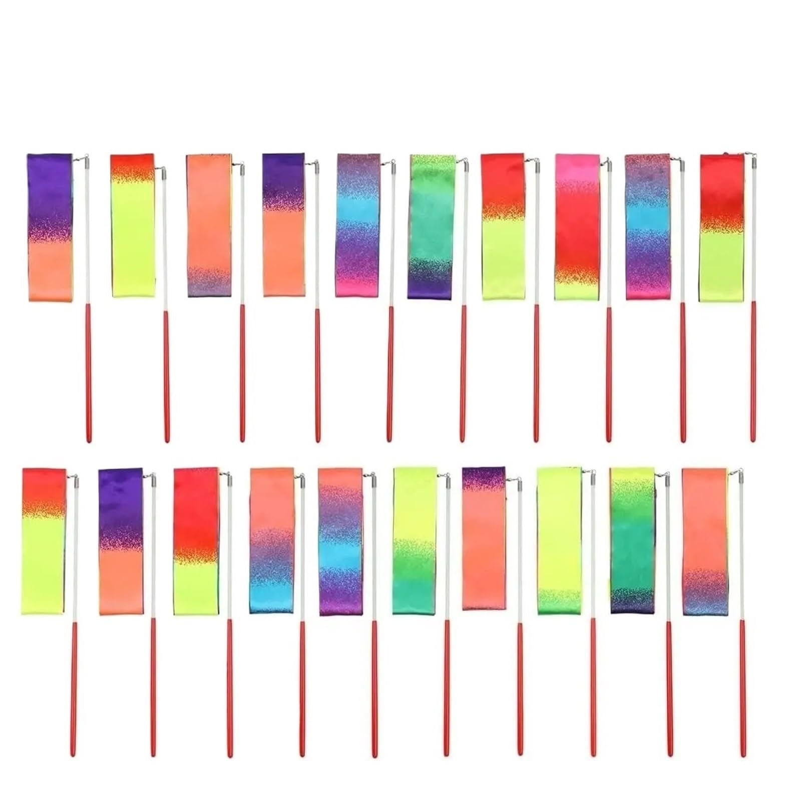 Nastro Ritmica 10/20 Pezzi 2 m Nastri Colorati for Danza in Palestra Bacchette da Ballo Attrezzatura for Ginnastica Ritmica Bastone Balletto Streamer Asta Girevole