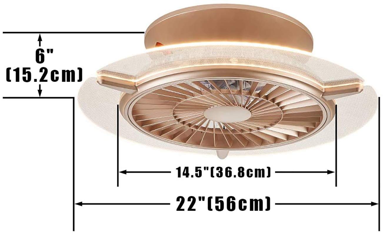 JLPAN Bladeless Ceiling Fan with Lights 22 in Flush Mount Low Profile