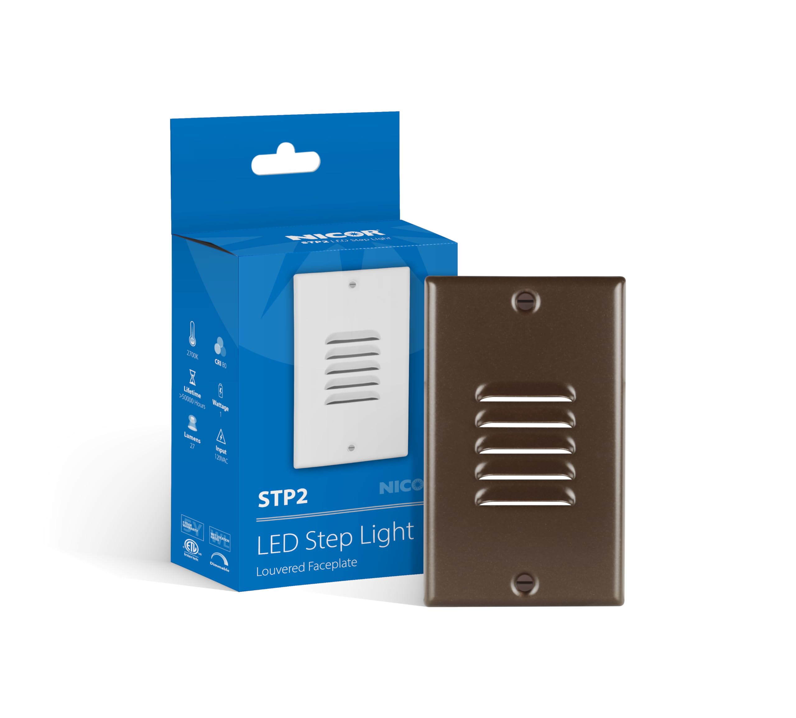 Nicor STP2 Vertical Louvered Oil-Rubbed Bronze LED Step Light with Photocell (STP2L120VOBPC)