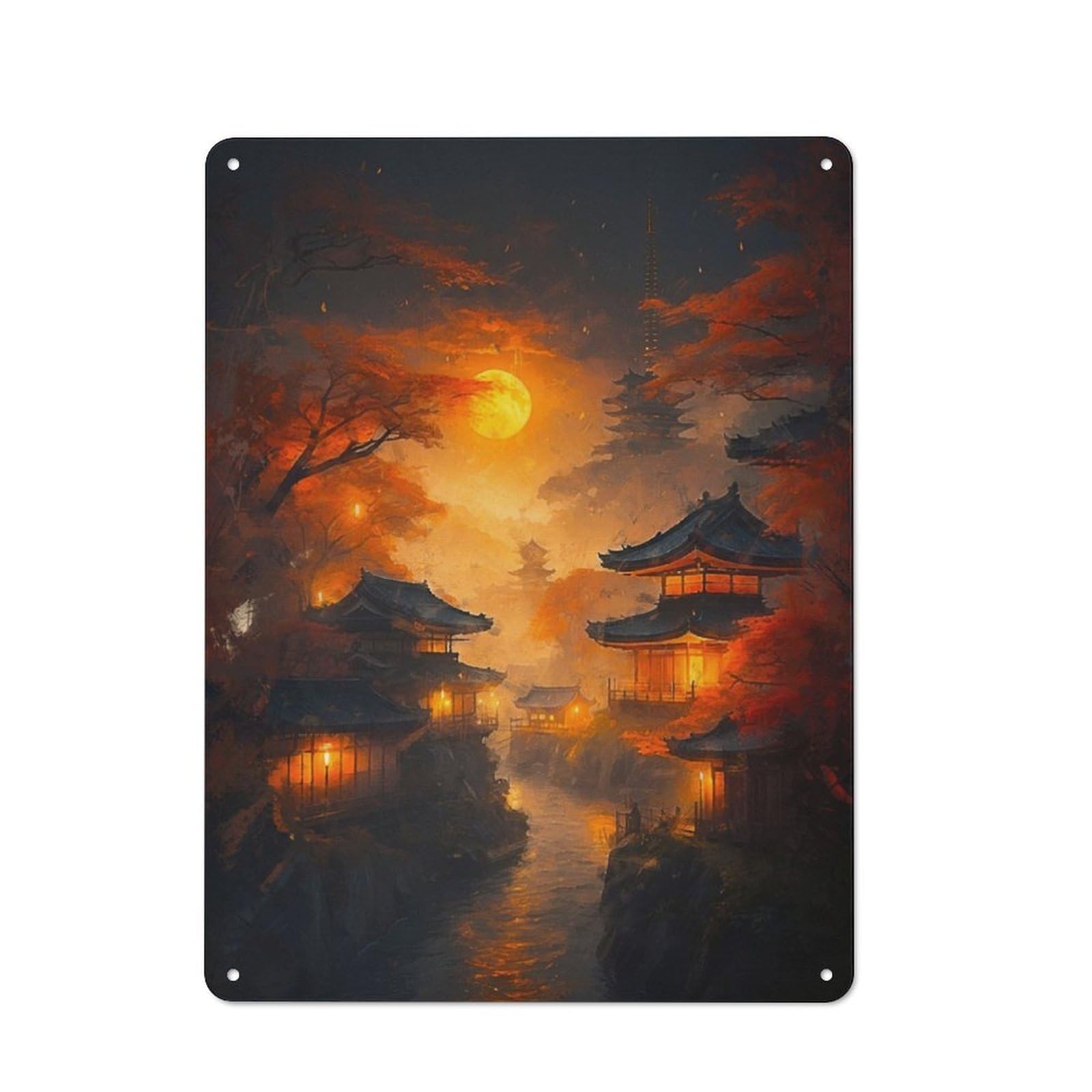 Junmoney Japan City Of Dreams Rustic Metal Sign 40X30cm, Barn Style Farmhouse Wall Decor For Kitchen, Cottage, Porch Or Garden Room
