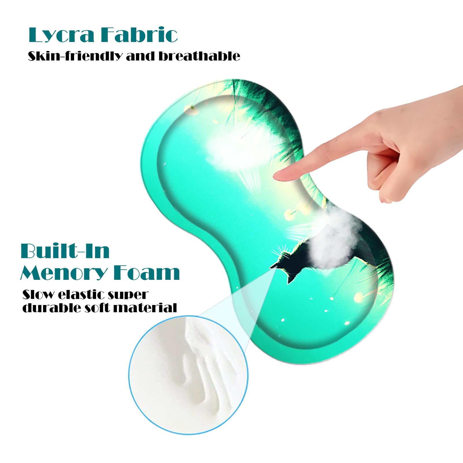 Lot de 3 tapis de souris avec support de poignet de souris et dessous de verre, tapis de souris ergonomique et antidérapant en mousse à mémoire de forme, accessoires de bureau pour la maison