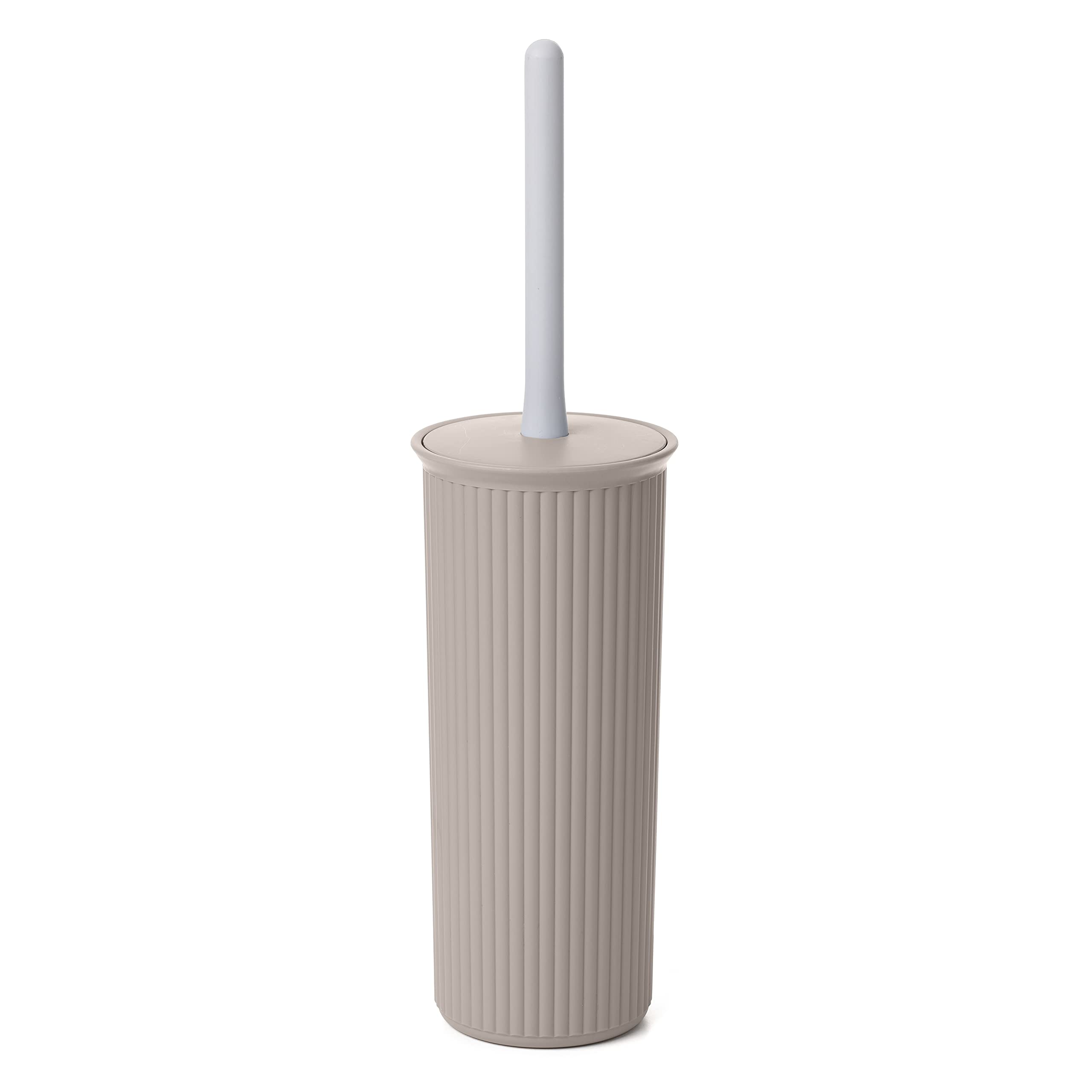 TATAY Toilet Brush | Compact and Functional Design | BPA-Free Plastic Toilet Brushes | Made in Spain | 9.5 x 9.5 x 39.5 cm - Baobab Collection - Taupe