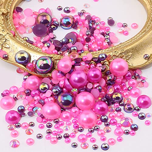 10G Mix Size Nail Beads Imitation Pearl Resin Diamond Ab Rhinestones For Nails Half Round Pearl Flatback Nail Rhinestones Gemstones Nail Decorations For Nail Art Pearl Beads Nail Charms Nail Supplies #TOP4