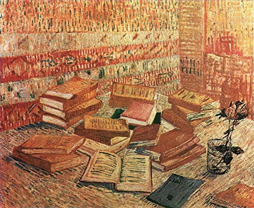 Dipinti su tela - 12 famosi dipinti ad olio - Natura morta romanzi francesi e libri di Rose Vincent van Gogh -06, £70- £1500 Dipinti a mano da insegnanti delle Accademie d'arte