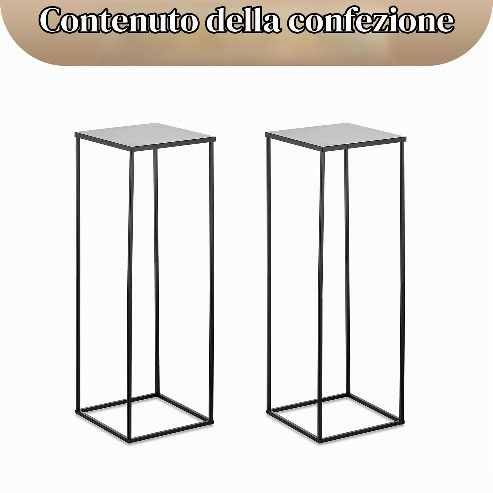 Sziqiq 80cm Alto Vaso Centrotavola per Fiori - 2 Pezzi Centrotavola per Matrimonio in Metallo Nero Per Guinzagli Stradali Geometrico Da Pavimento Per Eventi Battesimo Festa Matrimonio Ricevimento