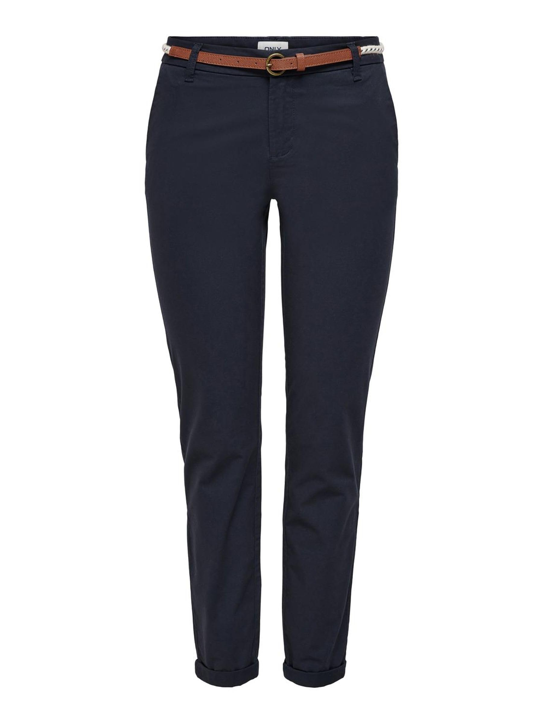 ONLY Onlbiana Women's Cotton Belt Chino CC PNT Chino Trousers, Night Sky, 36W x 32L