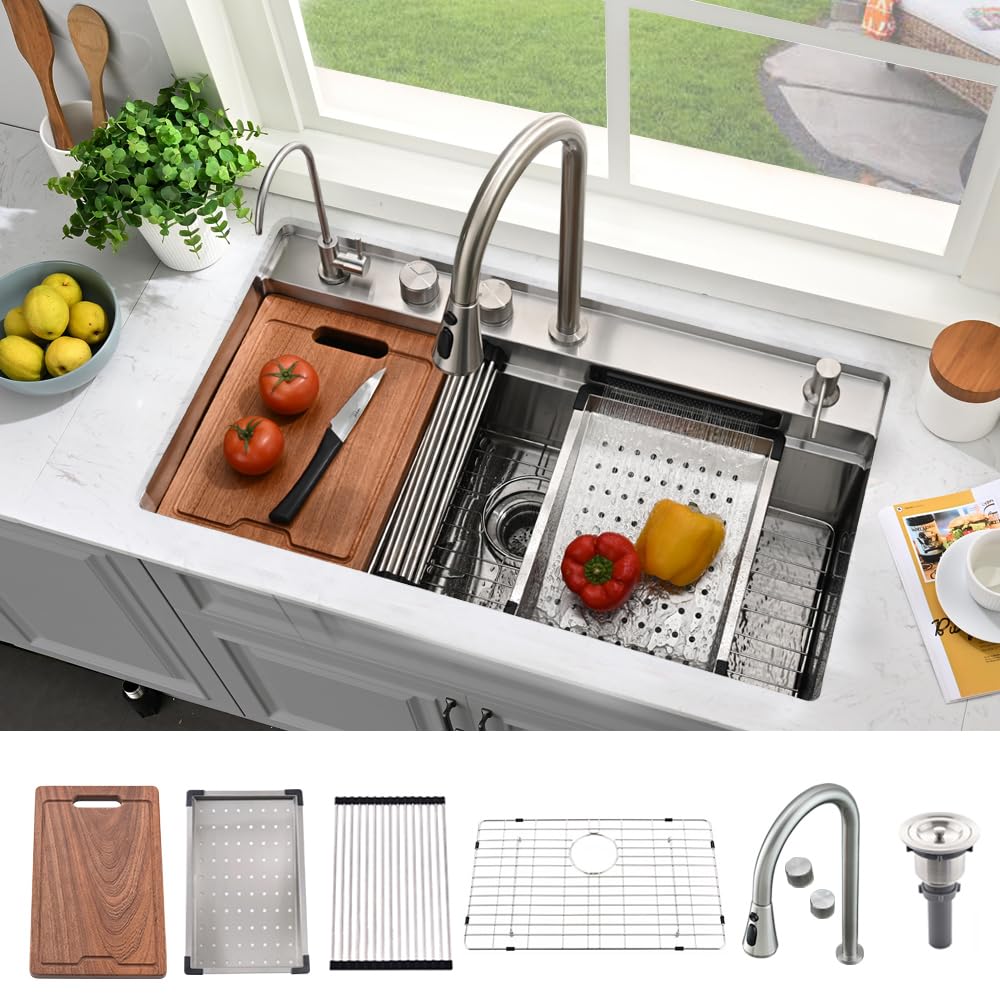 Bokaiya Undermount Waterfall Kitchen Sink