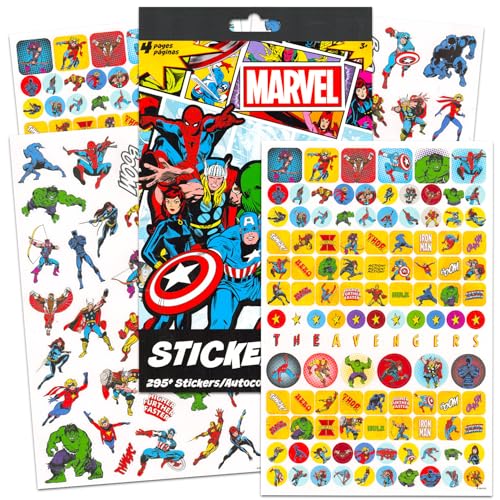 Marvel Avengers Sticker Book Set for Kids - 4 Sheets with Over 295 Avengers Stickers for Crafts, Rewards, and More | Superhero Scrapbooking Sticker...