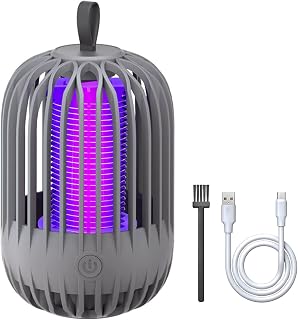 Qremove Bug Zapper Electric Mosquito Lamp Dual Function Mosquito Zapper Lamp Indoor Insect Trap Portable Camp Mosquito Killer,Mosquitoes Light Bug Zapper for Outdoor with Hanging Loop (Grey)