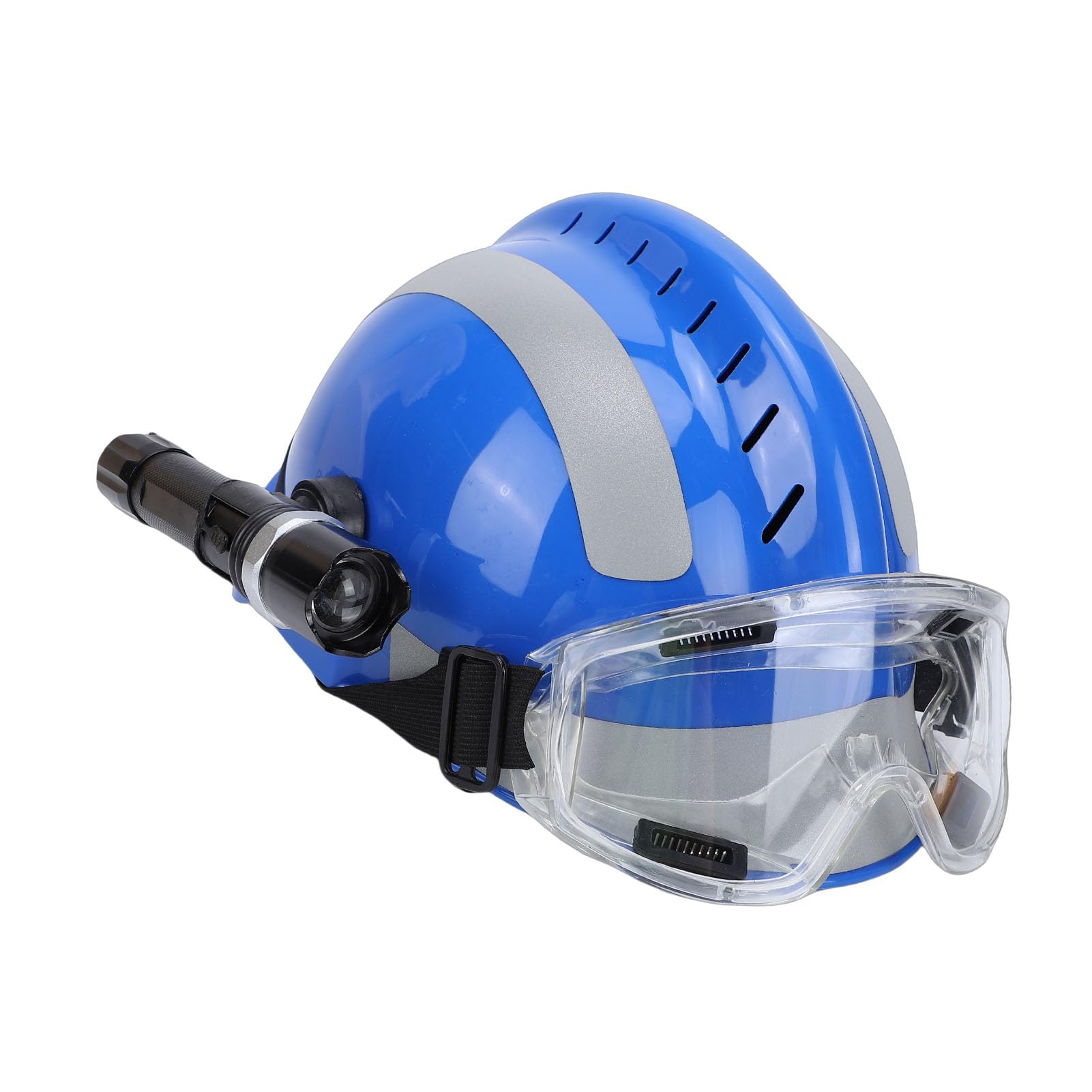 Pissente Casco de Rescate, Casco de Seguridad para Extinción de Incendios de Emergencia con Faro y Tira Reflectante, para Trabajadores Petroleros de Barcos Mineros de Construcción
