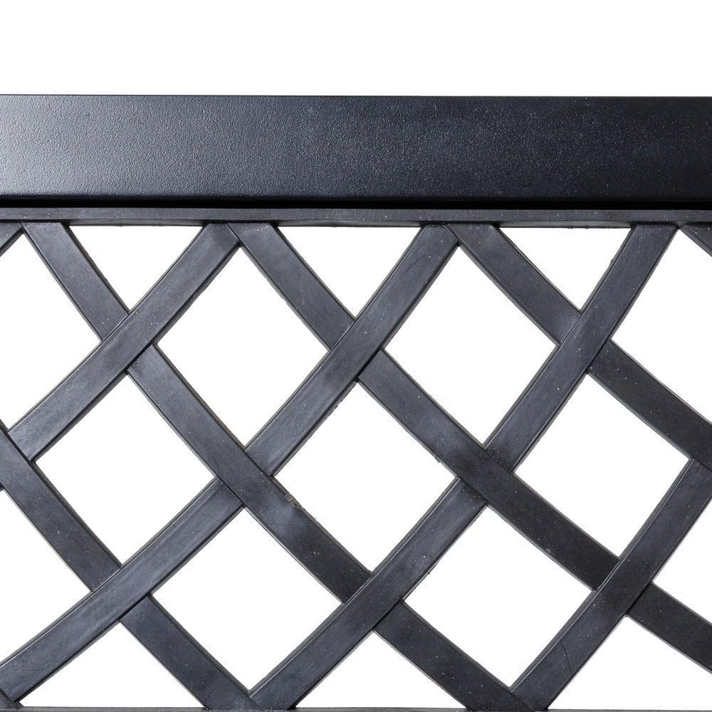 LOLAhome Banco de Jardín Acero Madera Nogal 2 Plazas 120x62x82 cm Respaldo Apoyabrazos Anticorrosión Exterior Negro