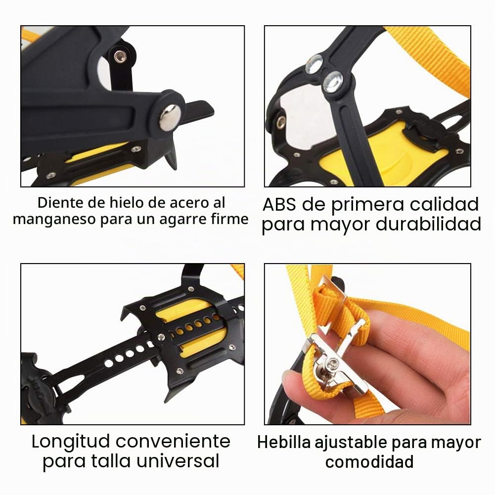 Crampones VGEBY Crampones Ganchos metálicos para zapatos de escalada Antideslizantes para nieve o hielo Deportes extremos