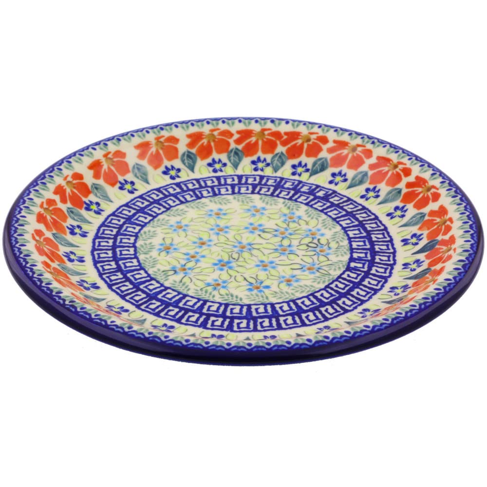 Ceramika Bona Polmedia Polish Pottery Lunch Plate - Grecian Fields Pattern Handmade in Boleslawiec Poland Certificate of Authenticity