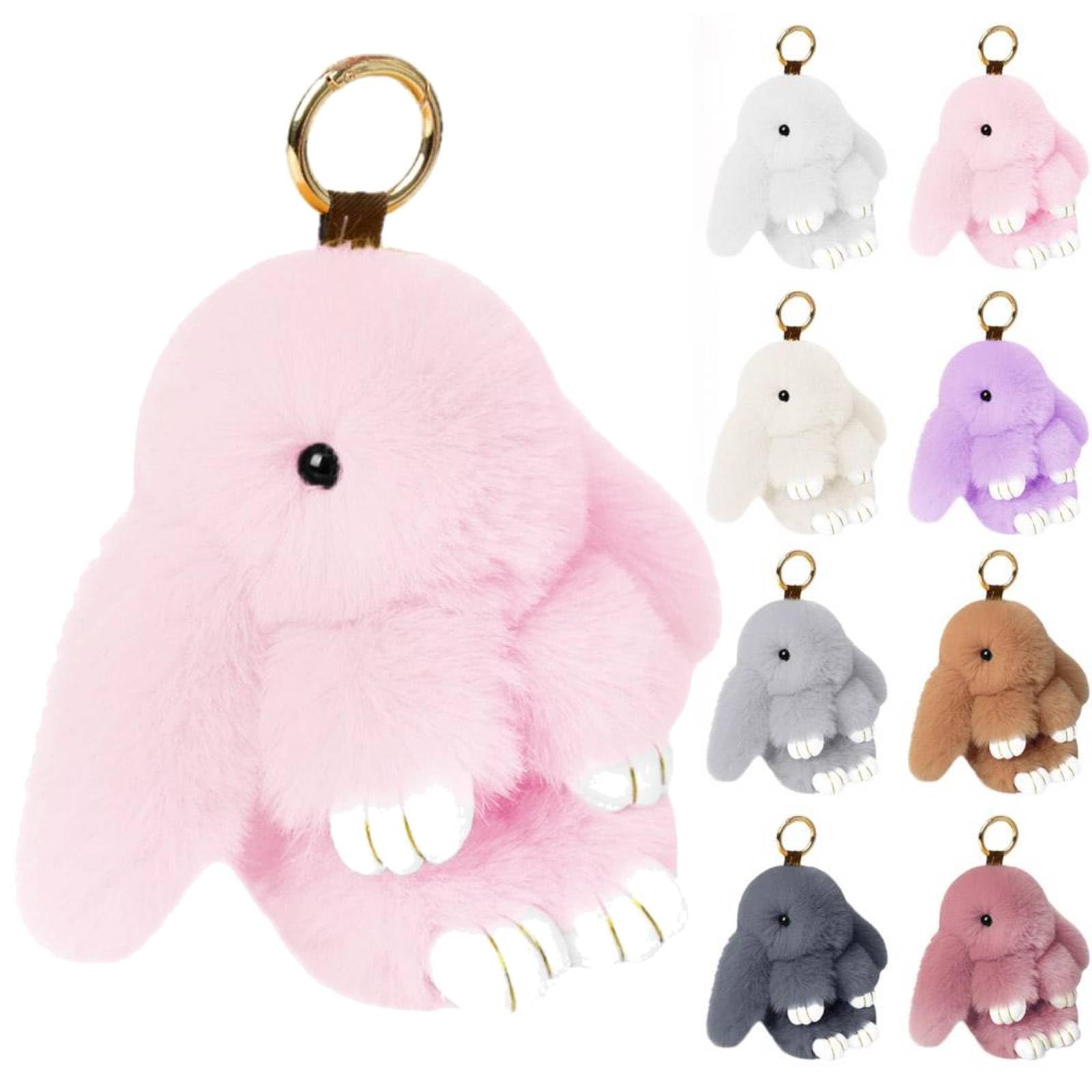 Set 2 Portachiavi Coniglietto Di Peluche – Grigio Fumo E Verde, Morbidi, 15 Cm, Ciondolo Per Borse E Chiavi, Regalo Pasqua E Natale Per Ragazze