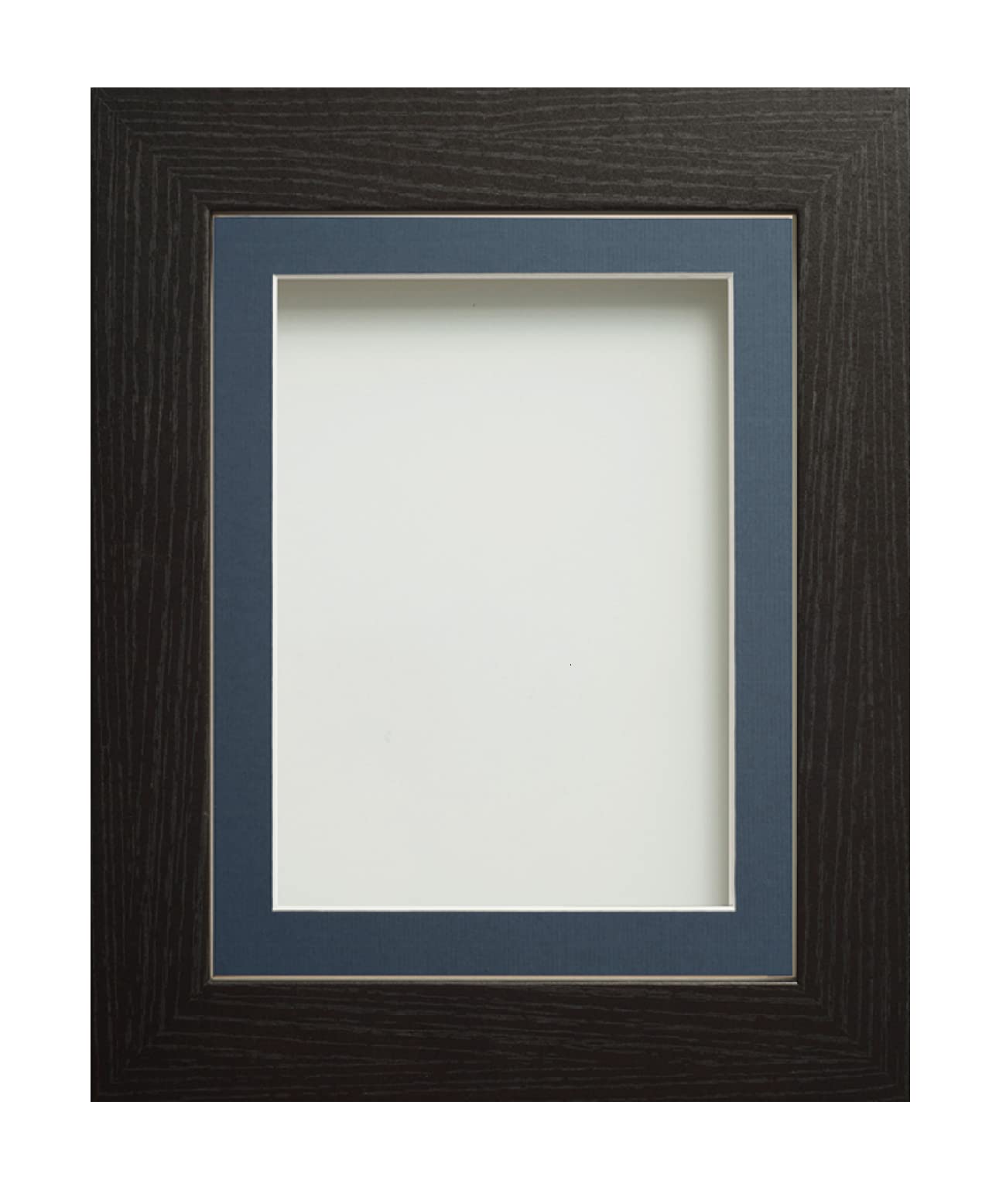 Frame Company Watson Black Picture Photo Frame fitted with Perspex, 7x5 inch with Blue Mount for image size 5x3 inch