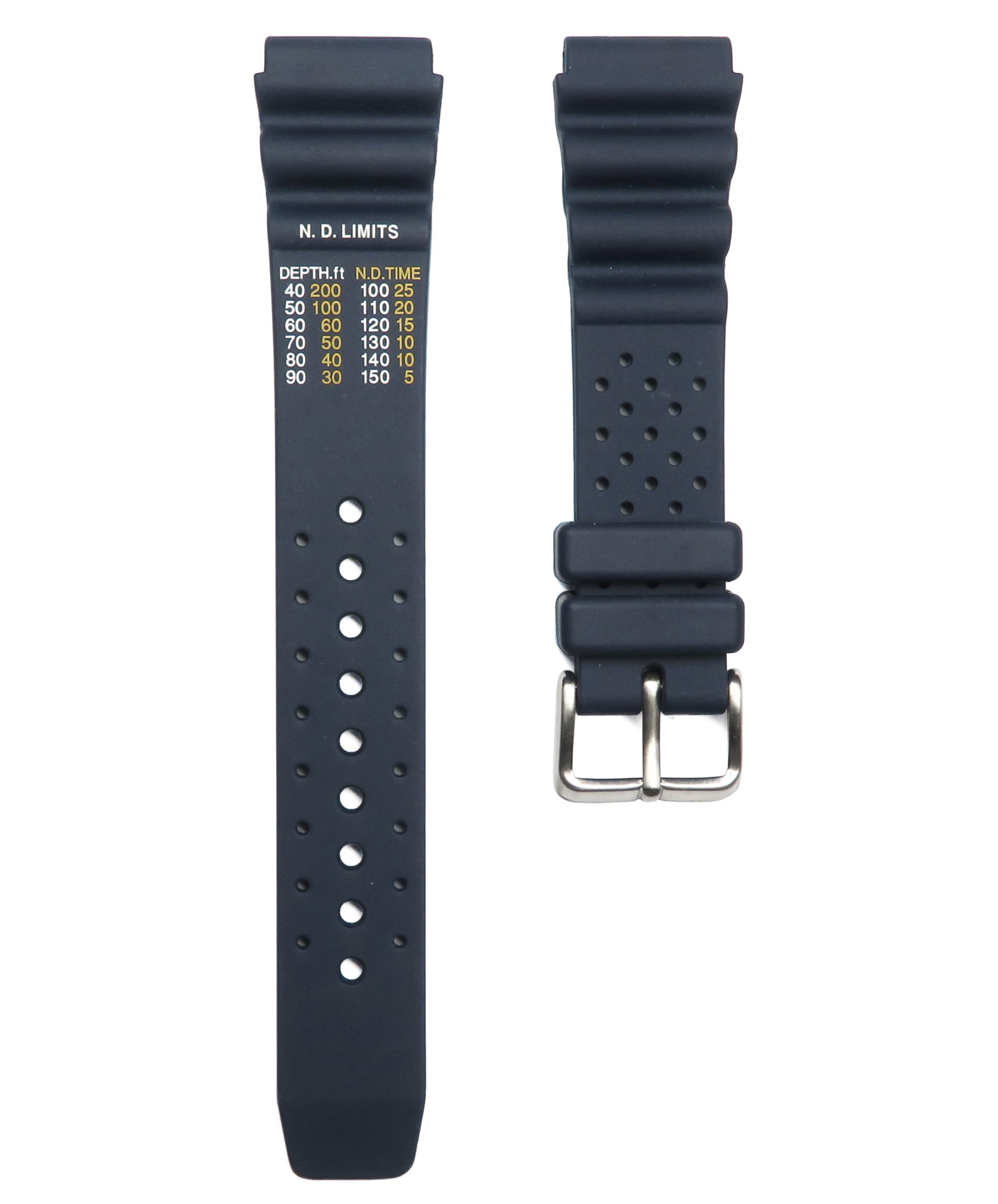 Timewheel20mm Soft Rubber Watch Band Compatible with Many Citizen Aqualand Promaster Diver Watches (Depth Measurement ND Limit Printed in FEET)