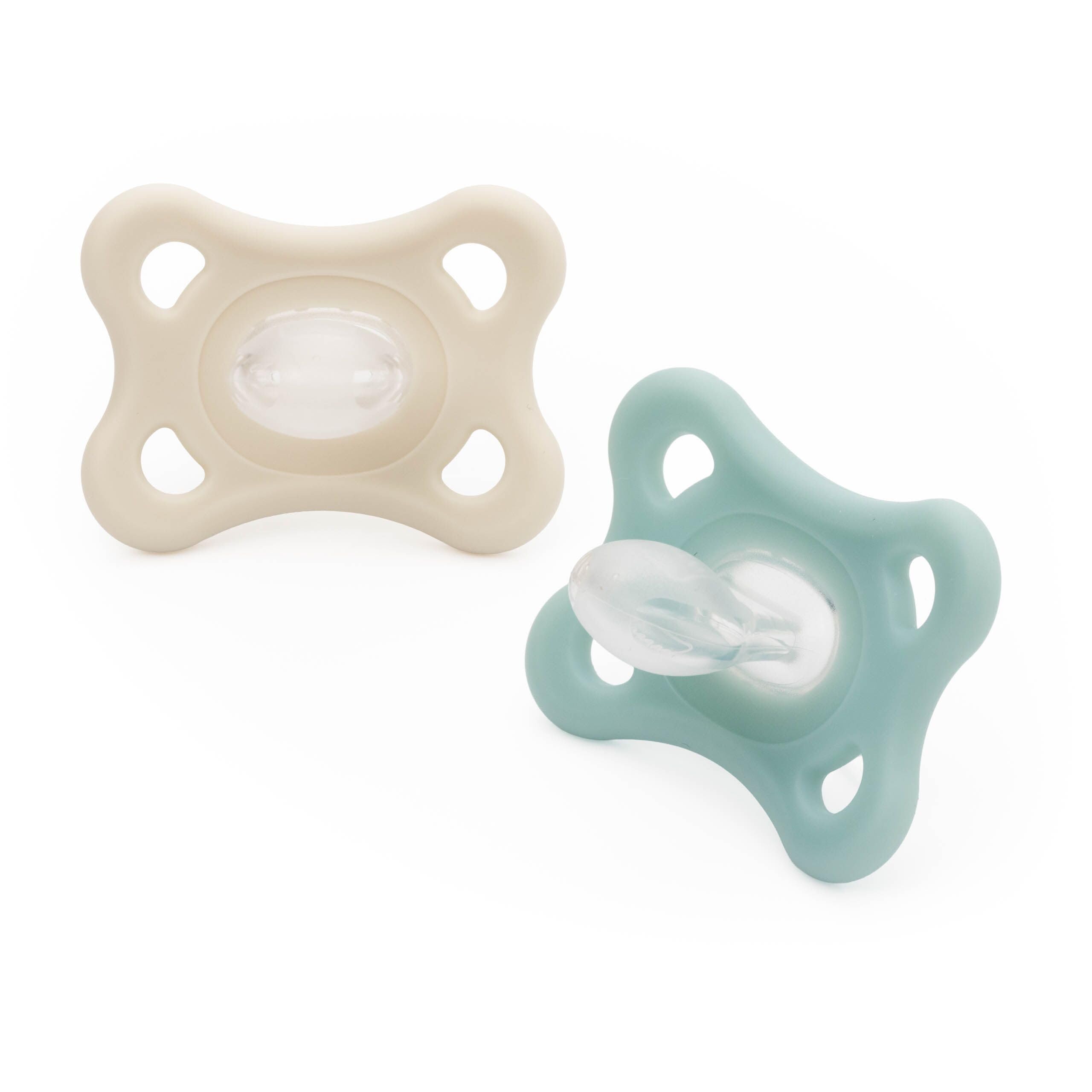 Comfort All Silicone Soothers | 3-12 Months | 2 Pack | Comes in Dummy Steriliser Case | Sustainable Materials | Baby Accessories | Blue/Cream (Various Designs)