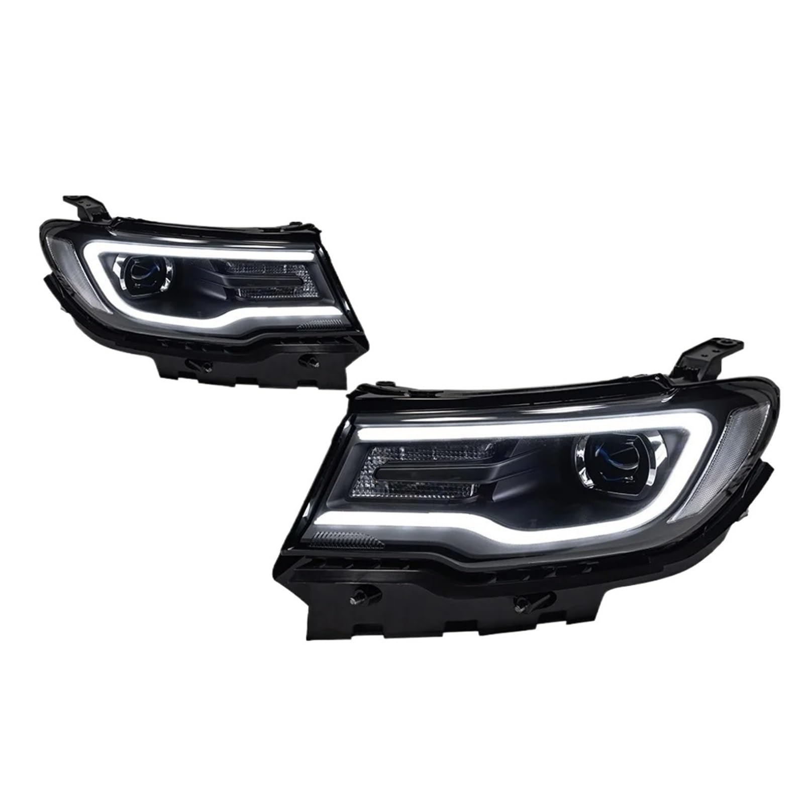 Car Headlight Assembly For Jeep For Compass 2017-2022 2 PCS Car Lights Parts Head Lamps LED Or Xenon Headlight LED Dual Projector FACELIFT(LED bulb inside)