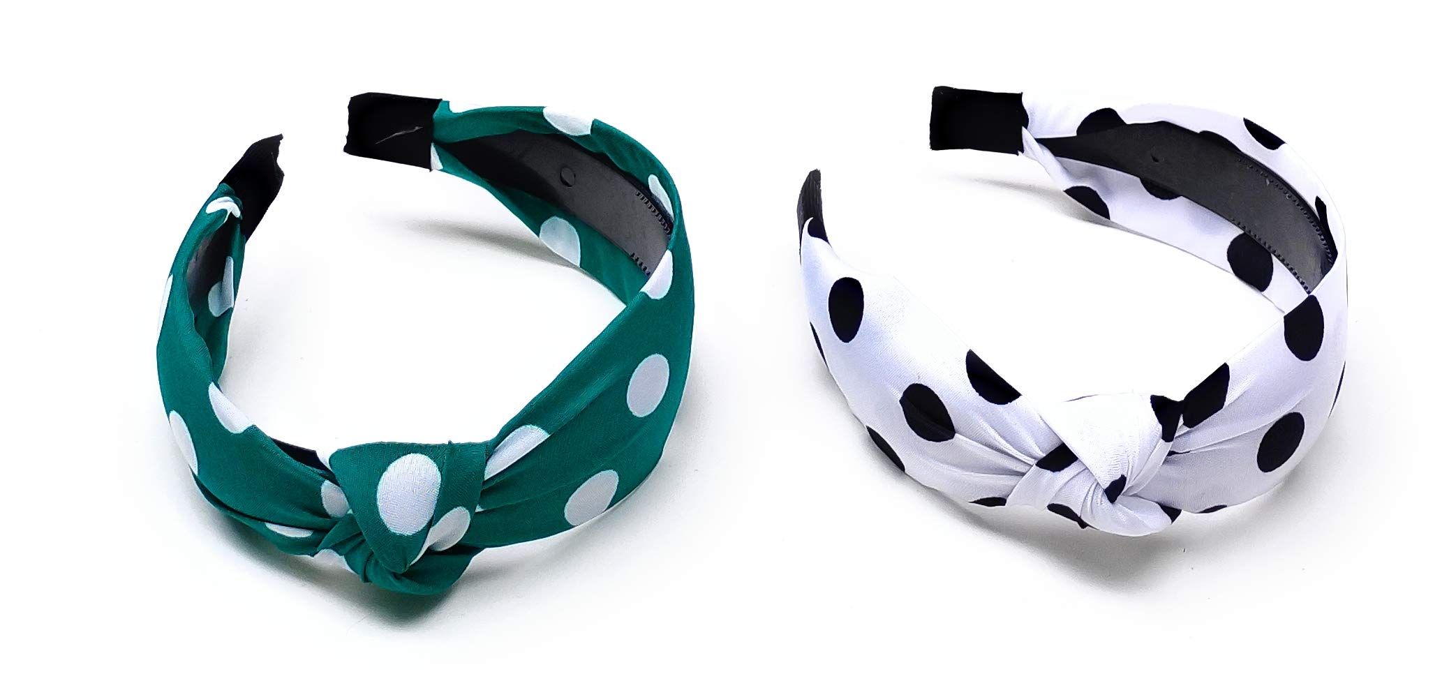 MOOLYAVAAN Products Stylish Cross knot Hairbands With Cloth Wrapped Headwear Styling Hair Accessories Washing Face Spa Mask Shower for Girls/Kids and Women (Pack of 2) (Pine Green & White)-image-30