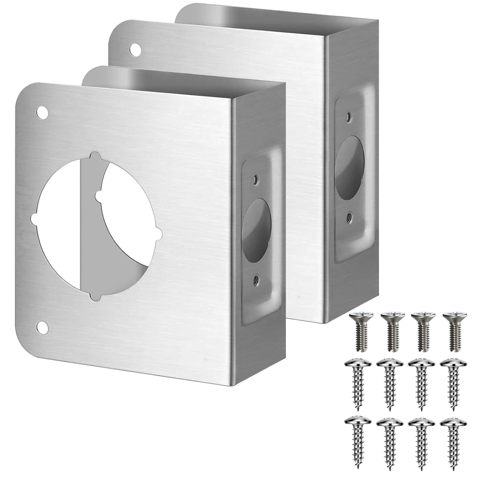 Plaque de renfort de porte en acier inox pour réparer serrure et bois fendu sur porte 4,5cm