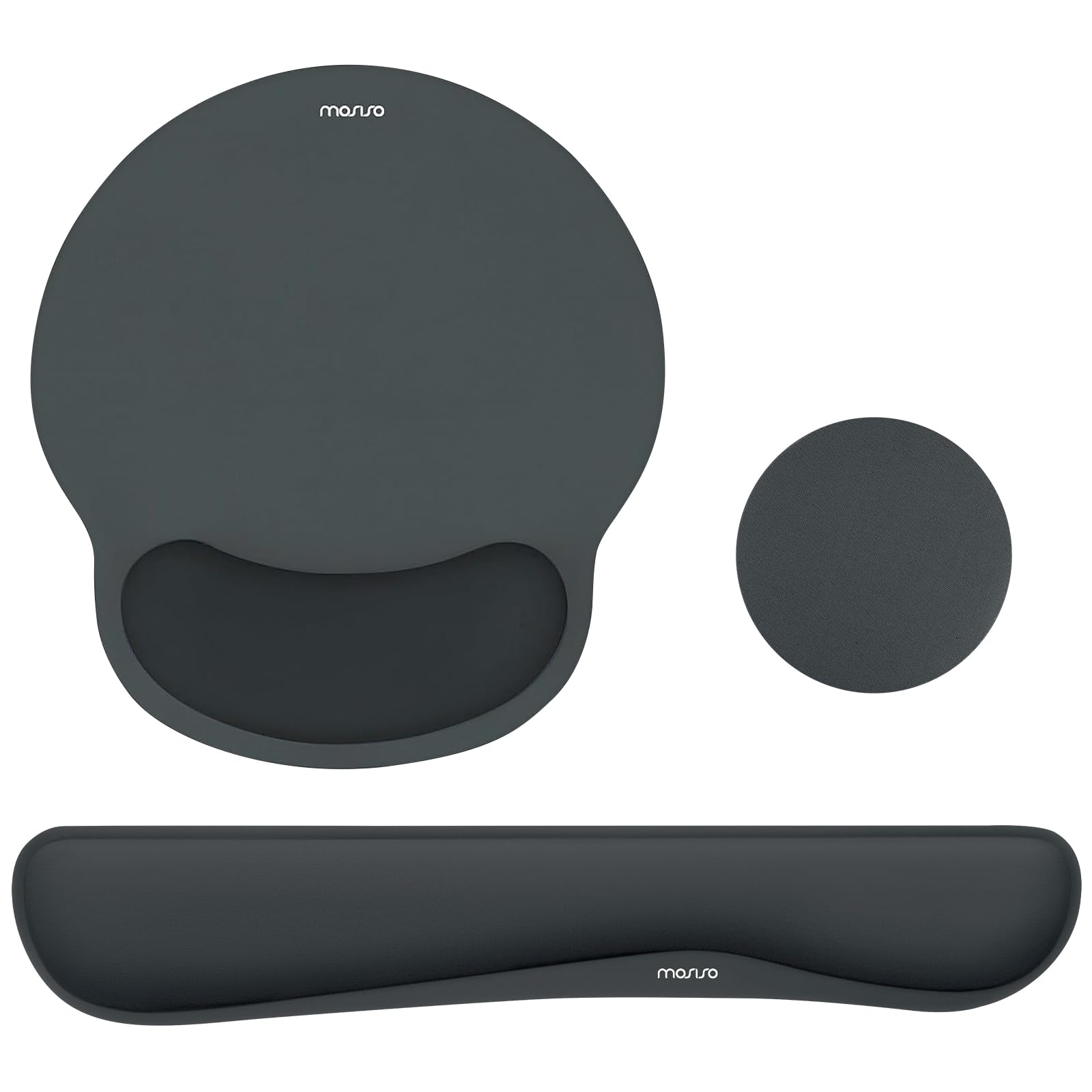 MOSISO Mouse Mat and Keyboard Wrist Support Set, Memory Foam, Slate Gray