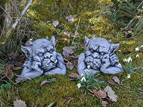 Figurine Gargouille Penseur Résistante Gel, Intempéries En Pierre