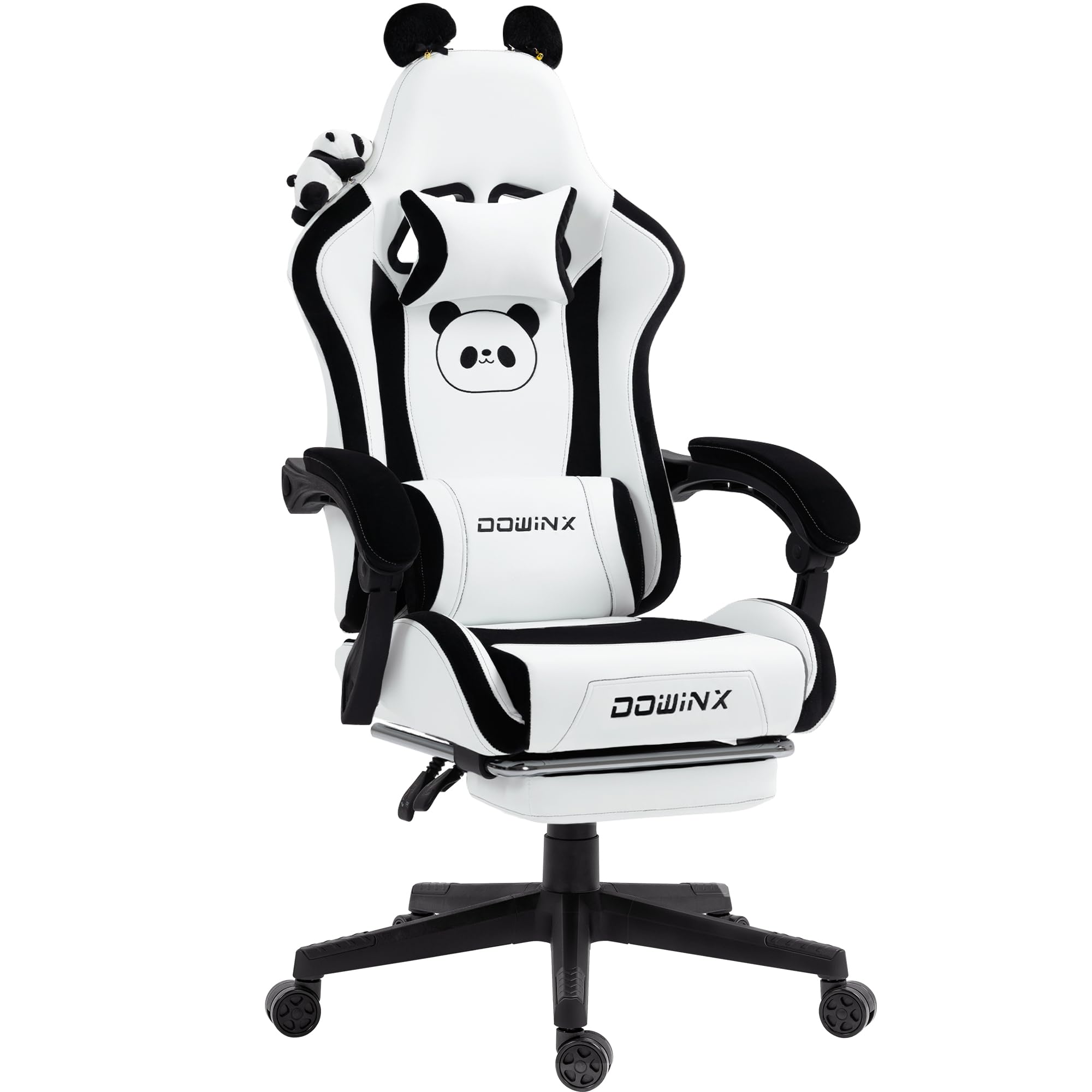 Chaise de gaming Dowinx Édition Panda ergonomique avec repose-pieds