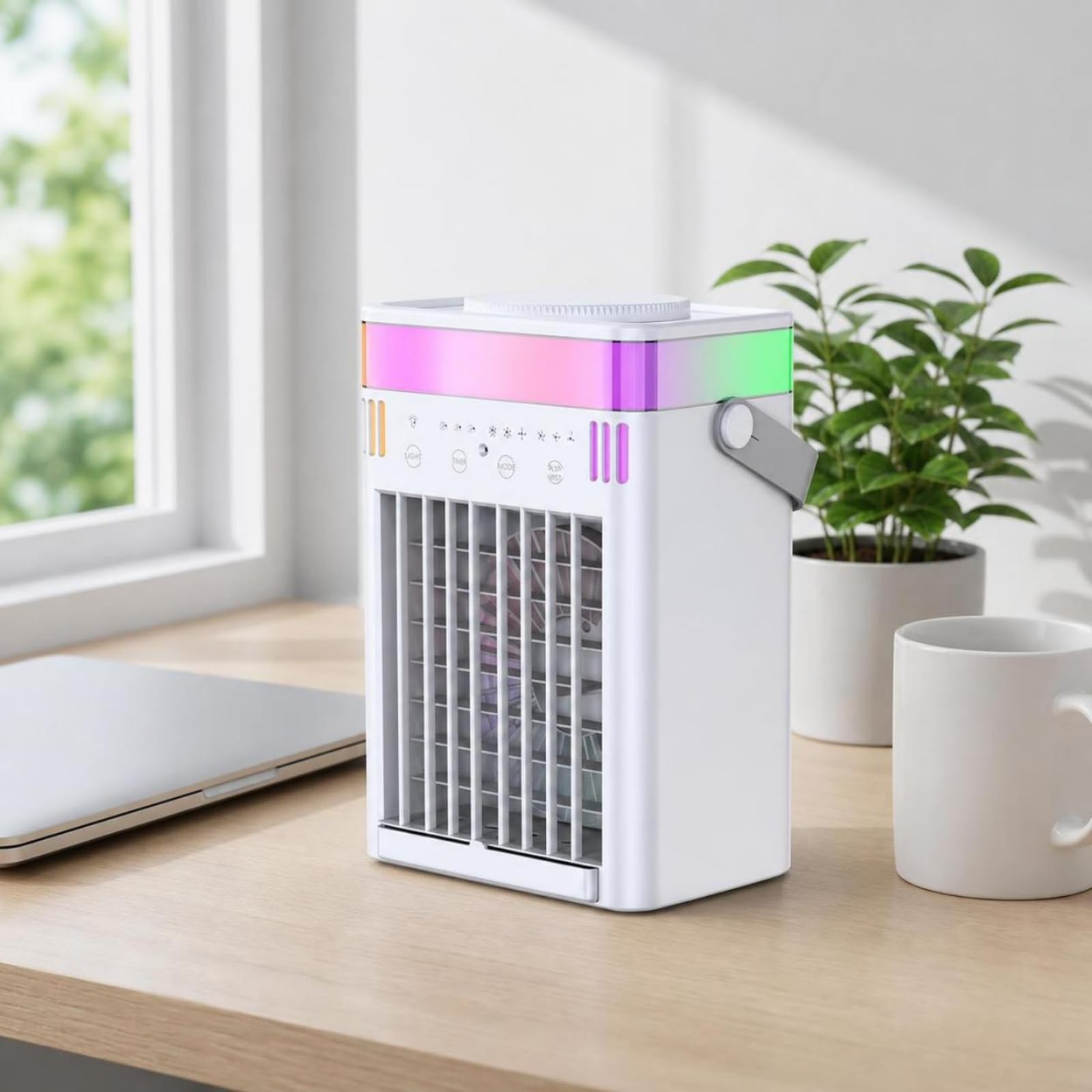 Ventilatore con Umidificatore USB Mini Condizionatore da Scrivania Silenzioso Ventilatore da Scrivania per Impiegati, Studenti, Ufficio