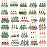 SANNIX 90 Pcs Christmas Charms for Jewelry Making, Christmas Tree Charms Holiday Xmas Enamel Pendants for Bracelets Necklaces Earrings Making and Crafting