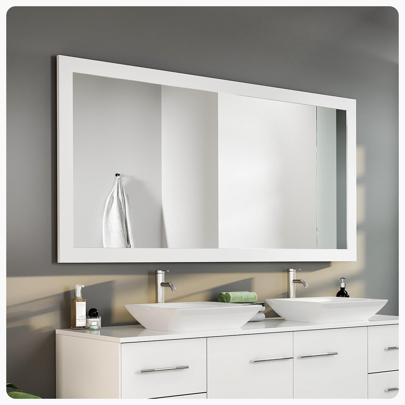 Amazon.com: Eviva Full Length Bathroom Mirrors for Wall - Glossy White ...