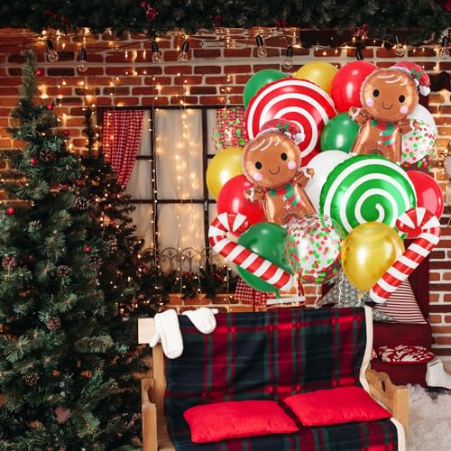 Christmas Balloons, Red Green Gold Xmas Balloons - Image 4