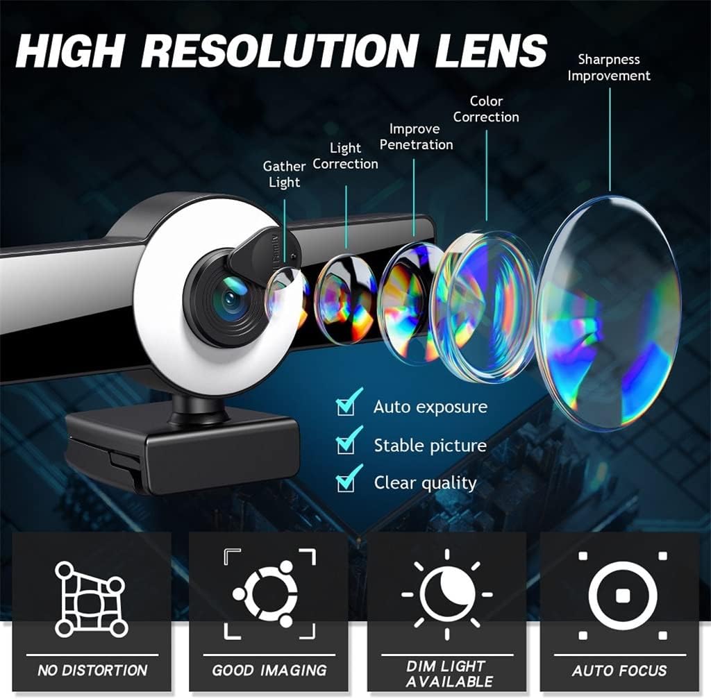Buy HGVVNM Webcam 4K 8K Full Hd Autofocus Web Camera With LED Fill ...