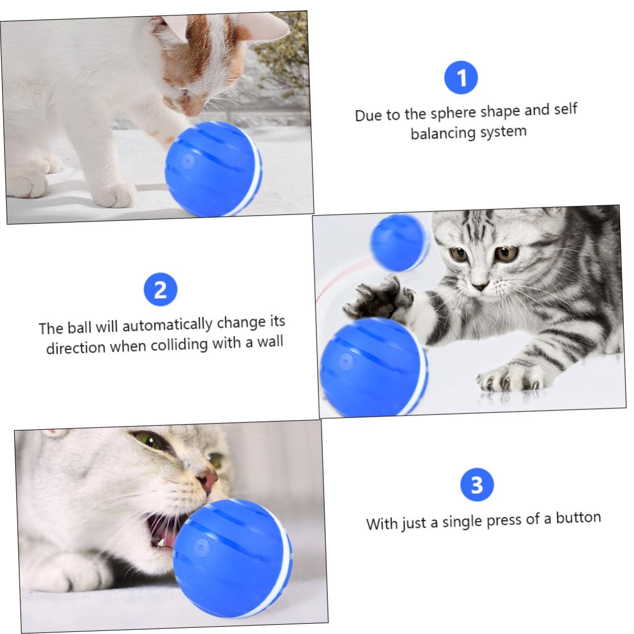 Toyvian Pelota De Juguete para Mascotas Pelota Rodante Interactiva Automática Juguete Inteligente para Gatos Balones Luminosas USB para Gatos